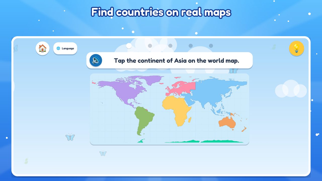 Find countries on real maps